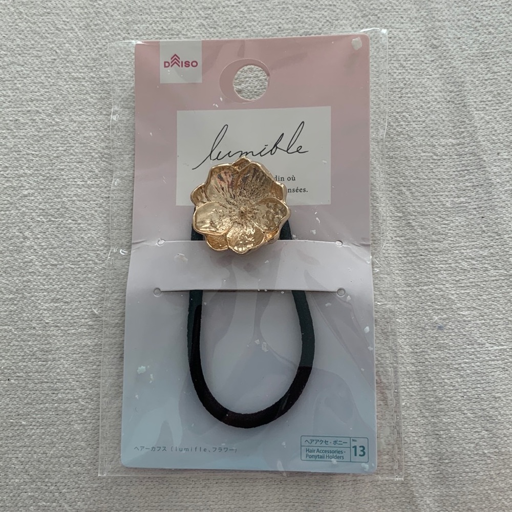 Flower metal gold hair tie